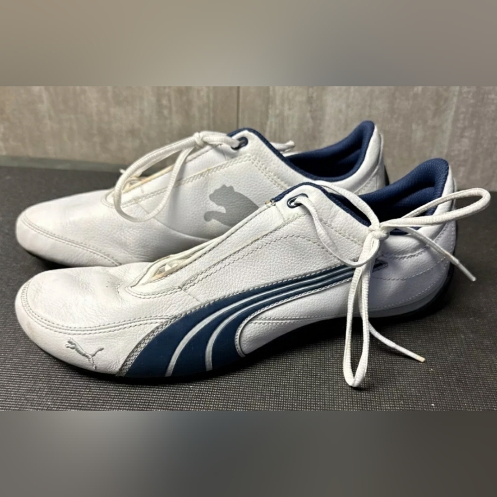 Puma Men's White and Blue Shoes
